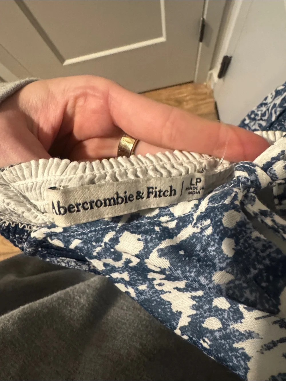 Abercrombie Blue and White Printed Maxi Dress with Ruffle Tiers